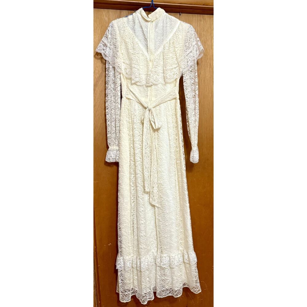 Vtg Gunne Sax Style Maxi Dress Boho Prairie Fairy Wedding Cottagecore Lace Faire - Picture 2 of 5